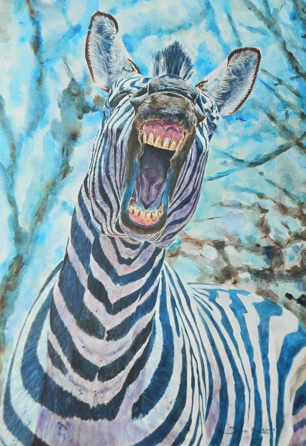 Laughing Zebra Painting by John Neeve