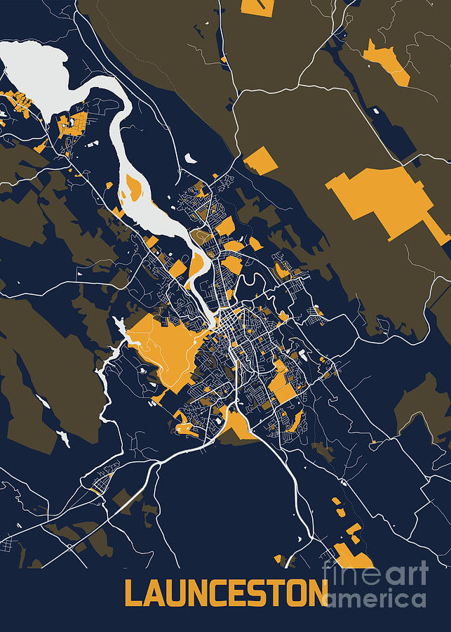 Launceston - Australia Bluefresh City Map Digital Art by Tien Stencil