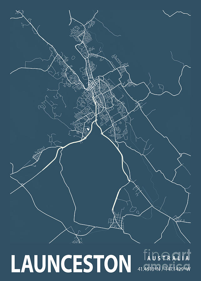 Launceston - Australia Blueprint City Map Digital Art by Tien Stencil ...