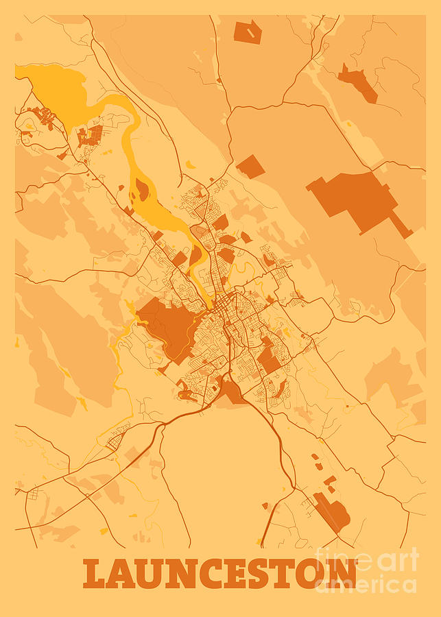 Launceston - Australia Sunset City Map Digital Art by Tien Stencil