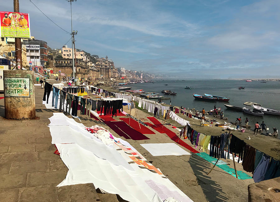 Laundry Day along the Ganges in Varanasi Photograph by Christine Ley