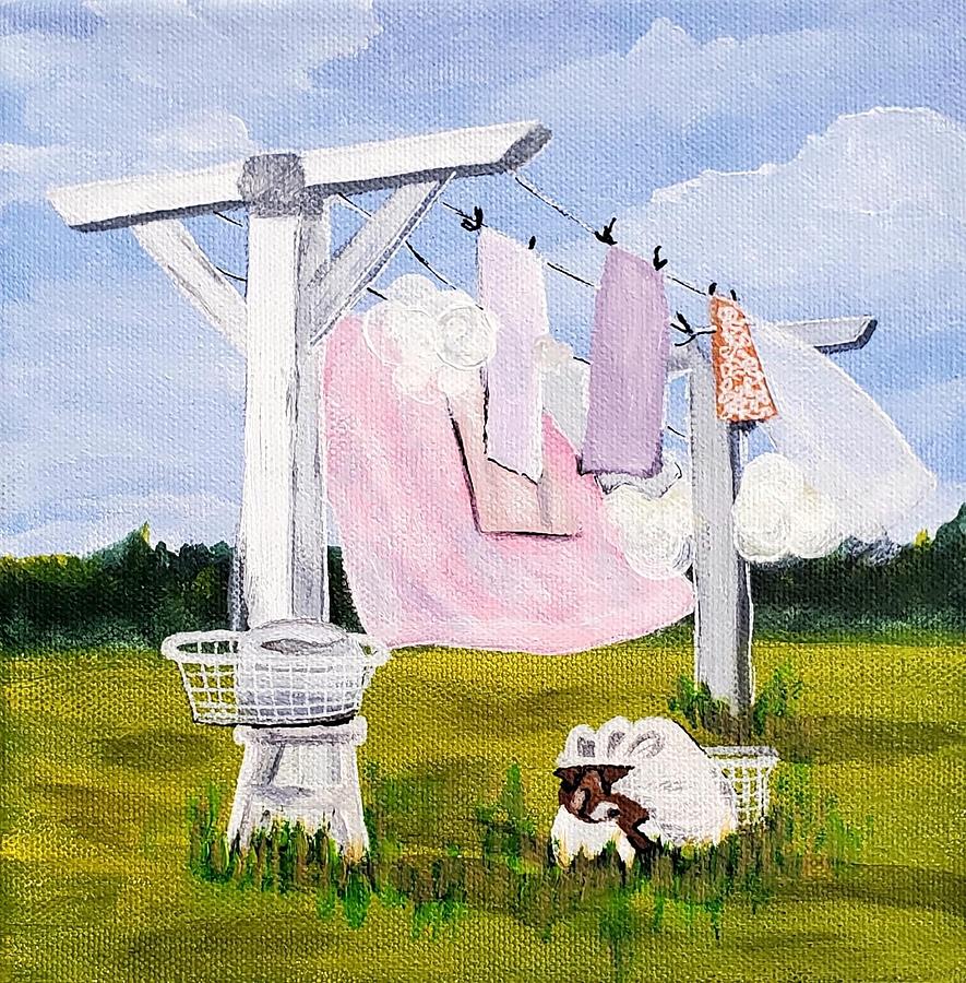 Laundry Day Painting by Amy Kuenzie