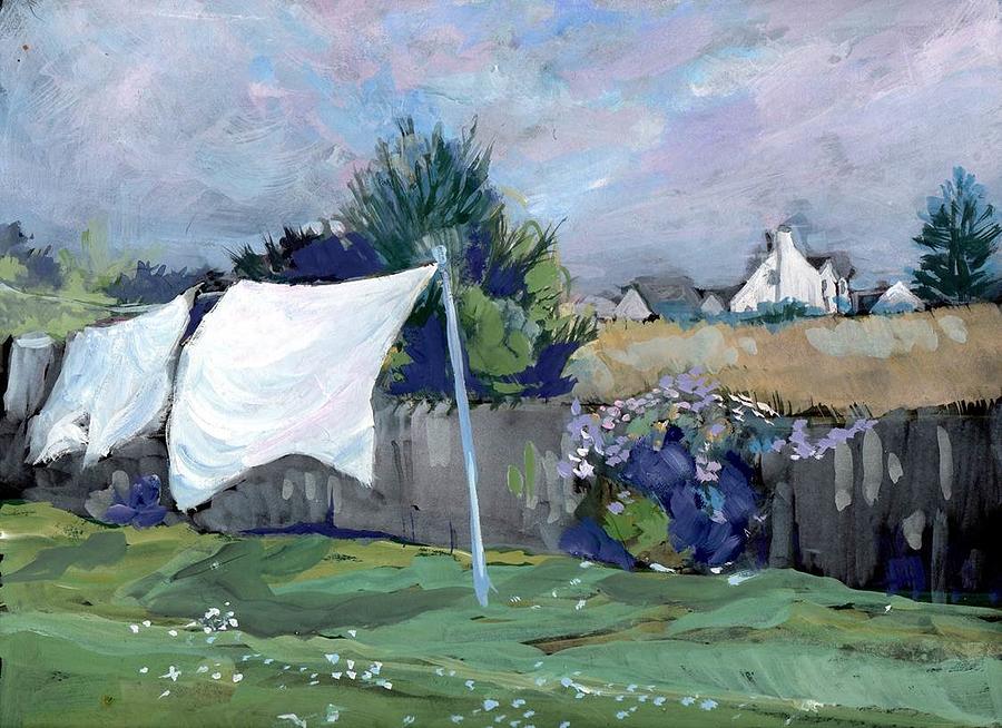 Laundry Day Painting by Sheila Wedegis