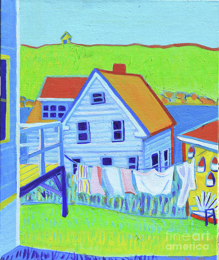 Laundry Line Monhegan Island Maine Painting by Debra Bretton Robinson