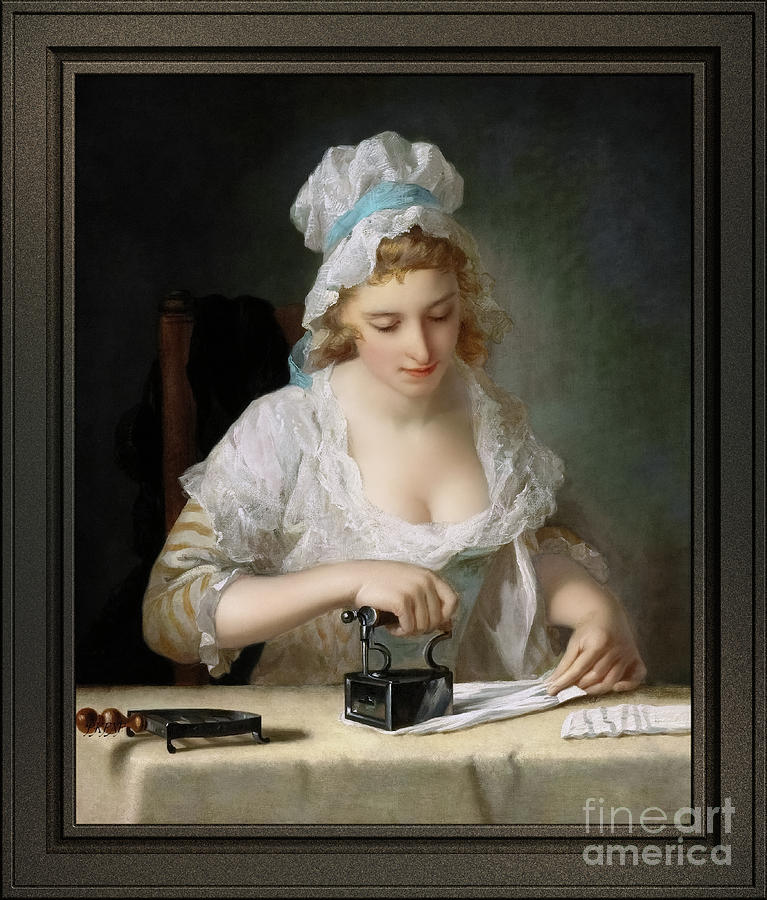 Laundry Maid Ironing by Henry Robert Morland Remastered Xzendor7 Fine Art Classical Reproductions Painting by Xzendor7