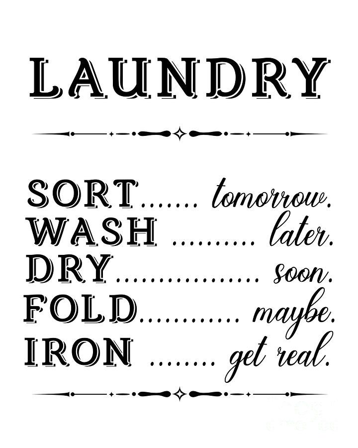 Typography Digital Art - Laundry Signs G by Jean Plout
