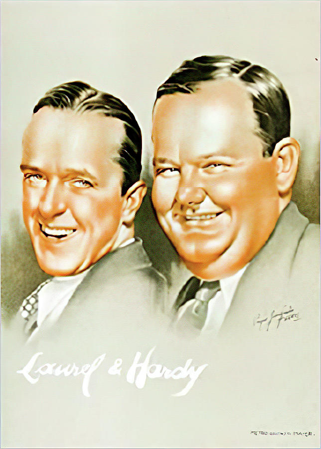 Laurel and Hardy - art by Sergio Gargiulo Mixed Media by Movie World Posters