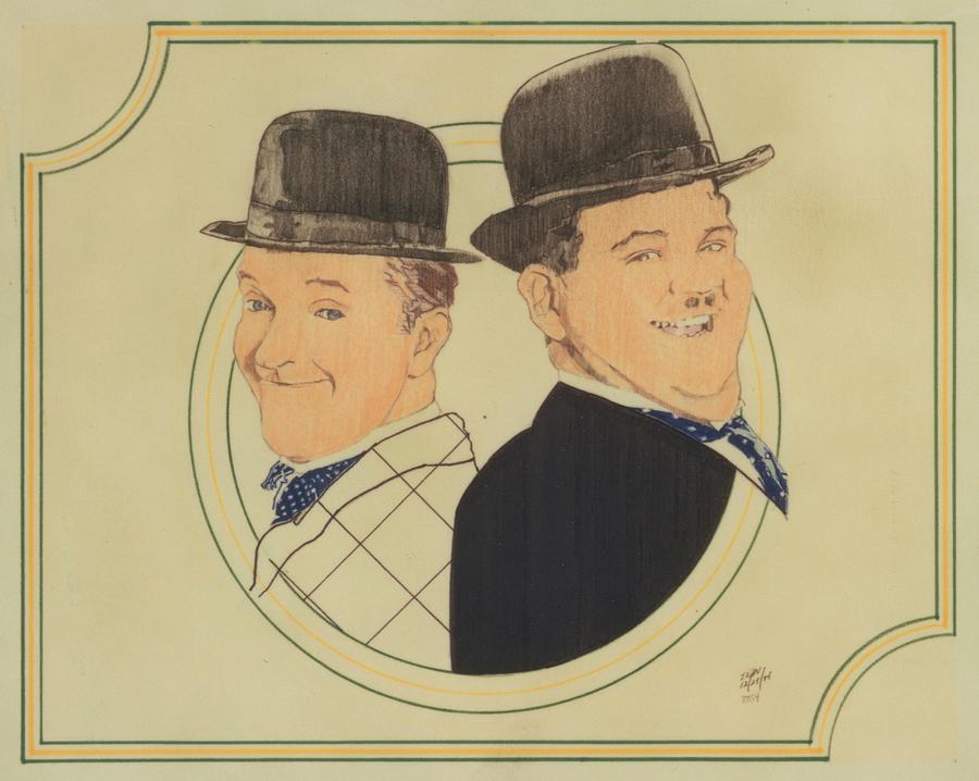 Laurel And Hardy Drawing by Sean Connolly