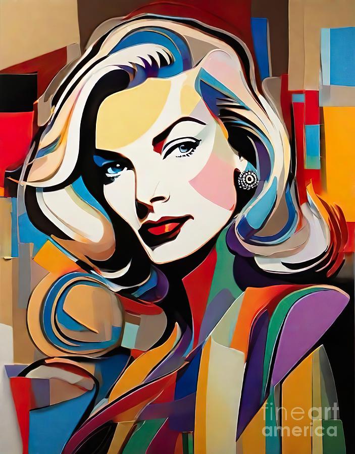 Lauren Bacall Digital Art - Lauren Bacall abstract by Movie World Posters