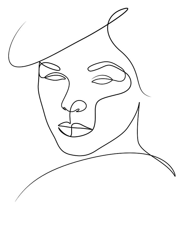 Lauren Bacall minimalist portrait Drawing by Movie World Posters