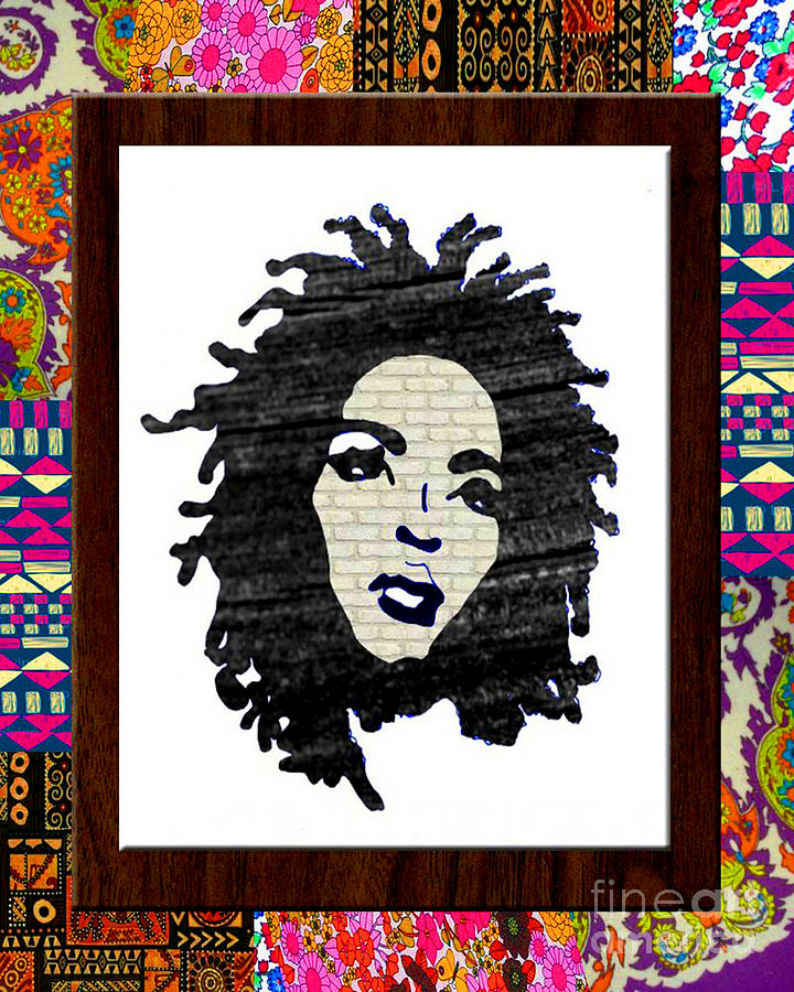 Lauryn Hill Vintage Fabric Wood Grain Patterned Collage Digital Art By Artbyomega