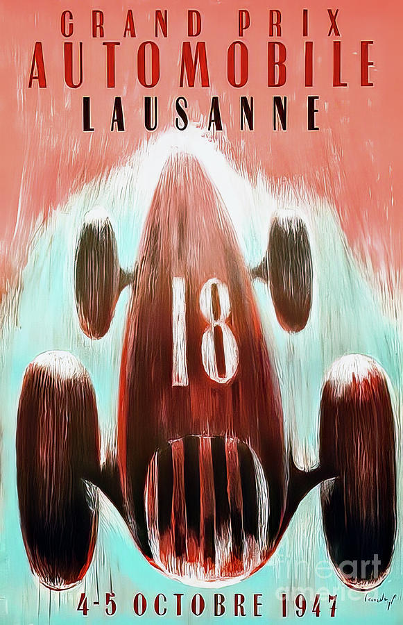 Lausanne 1947 Grand Prix Drawing by M G Whittingham