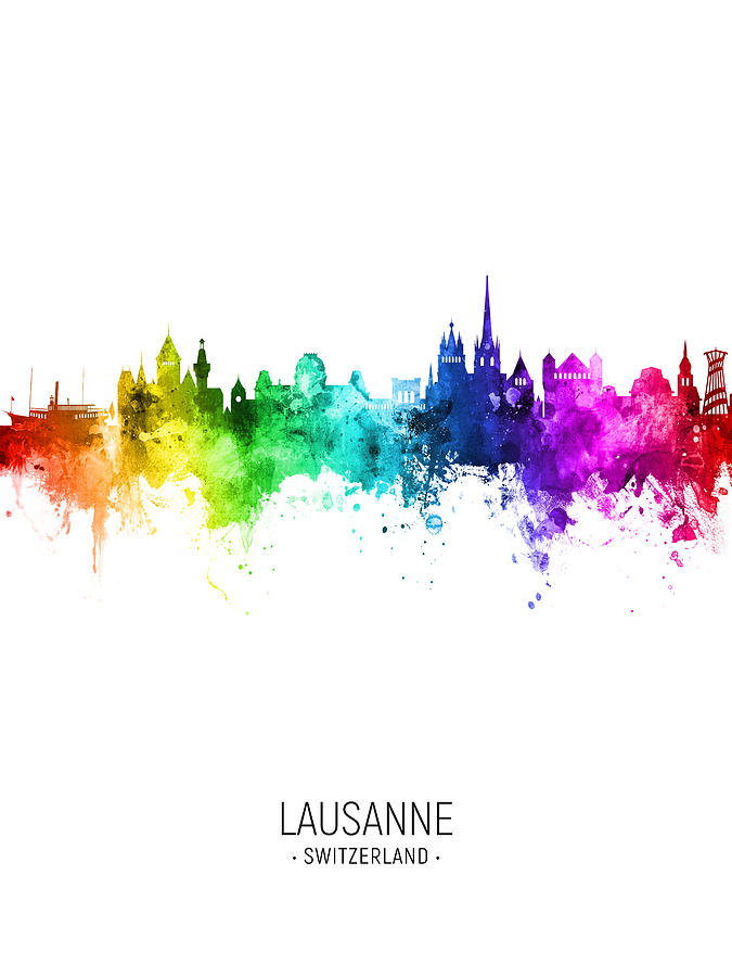 Lausanne Switzerland Skyline #27 Digital Art by Michael Tompsett
