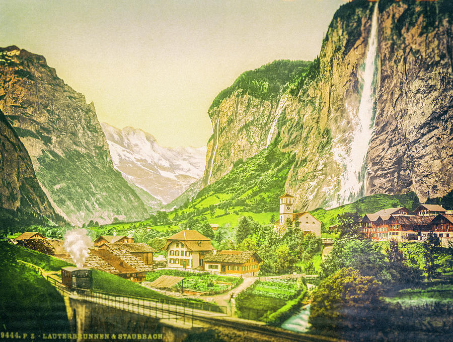 Vintage Photograph - Lauterbrunnen Valley #2 by Joseph S Giacalone