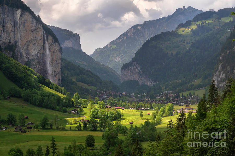 Mountain Photograph - Lauterbrunnen Valley - Staubach Waterfall - Switzerland by Jenny Rainbow
