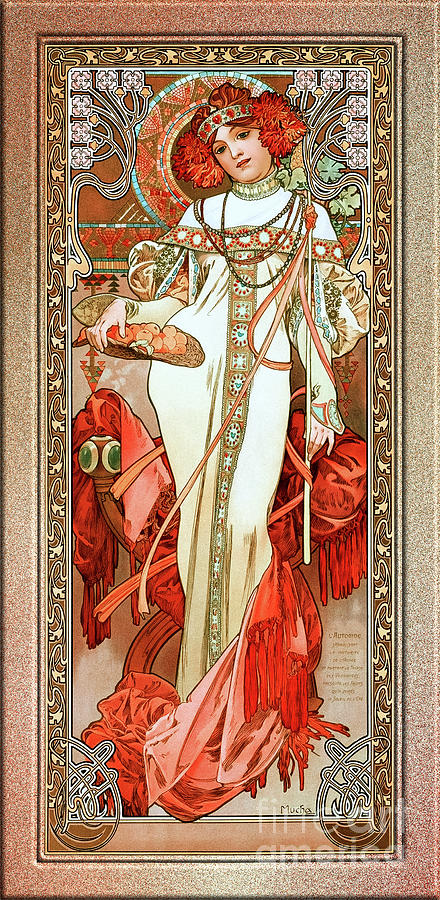 LAutomne by Alphonse Mucha Art Nouveau Old Masters Vintage Art Reproduction Painting by Rolando Burbon