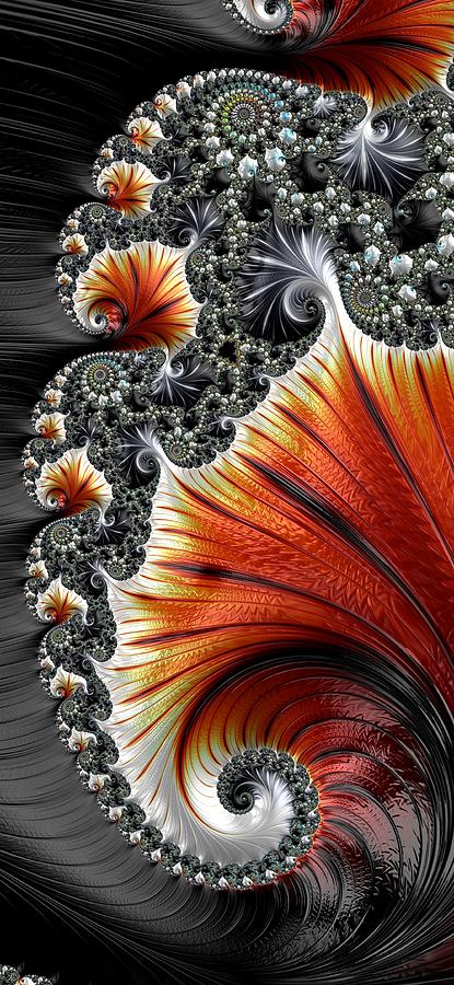 Fractal Digital Art - Lava Flow Fractal Spiral by Mo Barton