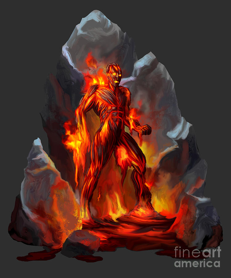 Lava Man Magma Character Design Digital Art by Andrew Gaia Pixels
