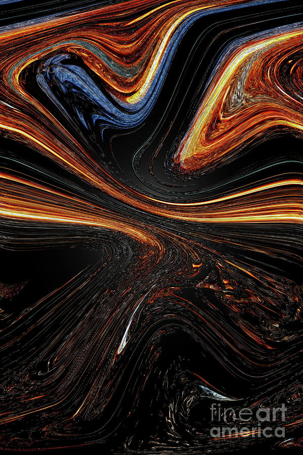 Lava Digital Art - Lava Meets the Ocean by Simone Lake