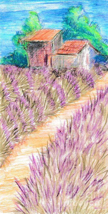 Lavender field Pastel by Paola Baroni
