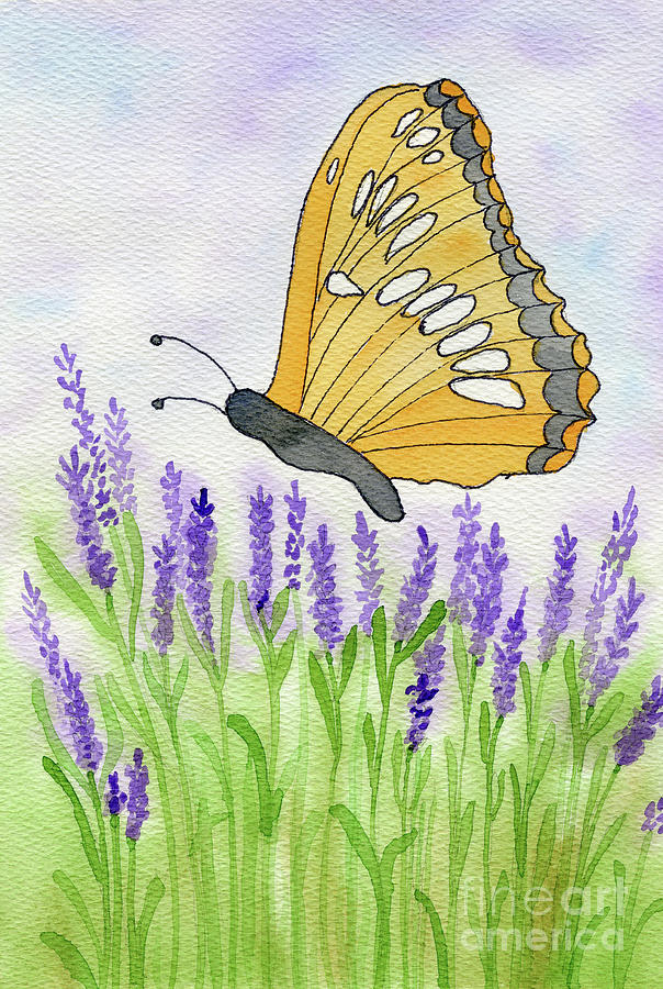Lavender and Butterfly Painting by Norma Appleton