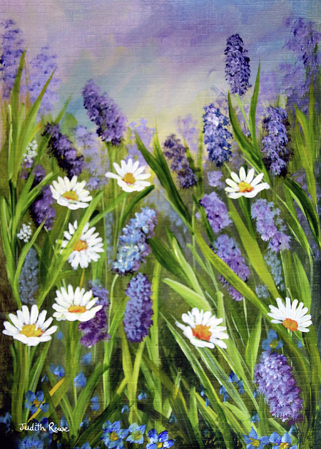 Lavender and Daisies Painting by Judith Rowe