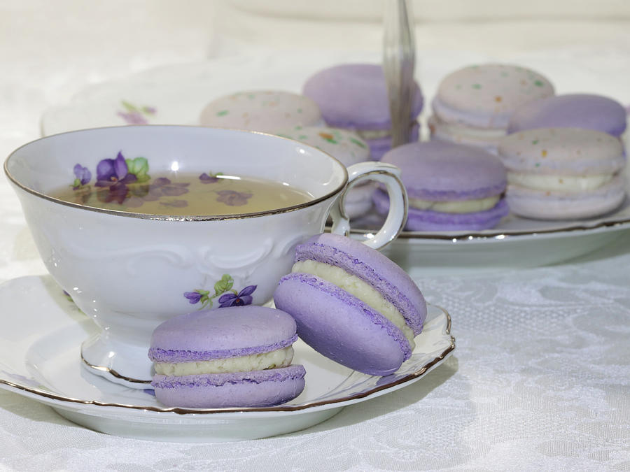 Still Life Photograph - Lavender and Honey Macarons by Lori Deiter