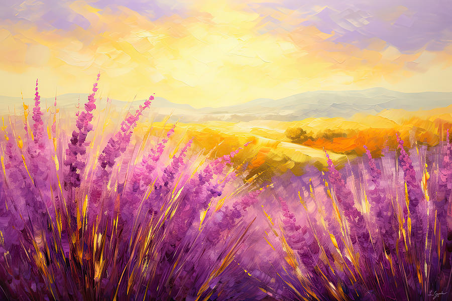 Lavender Beauties Painting by Lourry Legarde