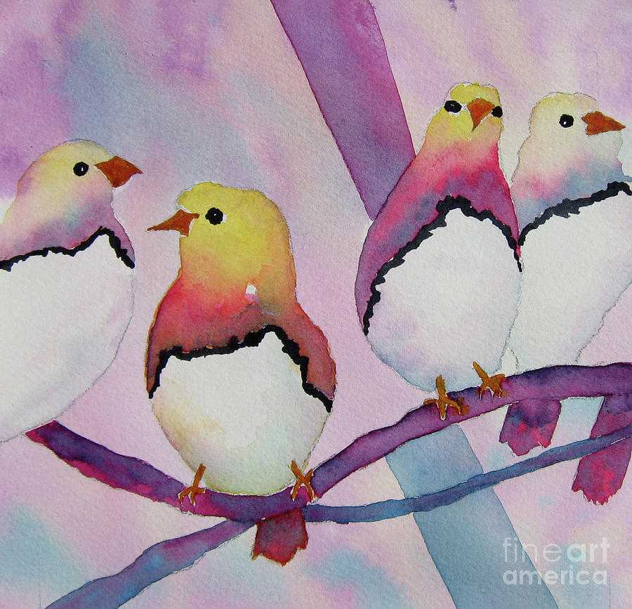 Lavender Birds Painting by Vicki Brevell