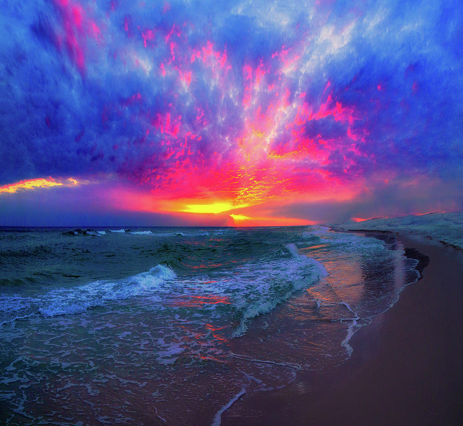 Lavender Blue Beach Ocean Sunset Photograph by Eszra Tanner