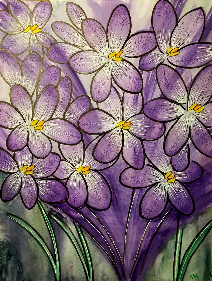 Lavender bouquet Painting by Monica Habib