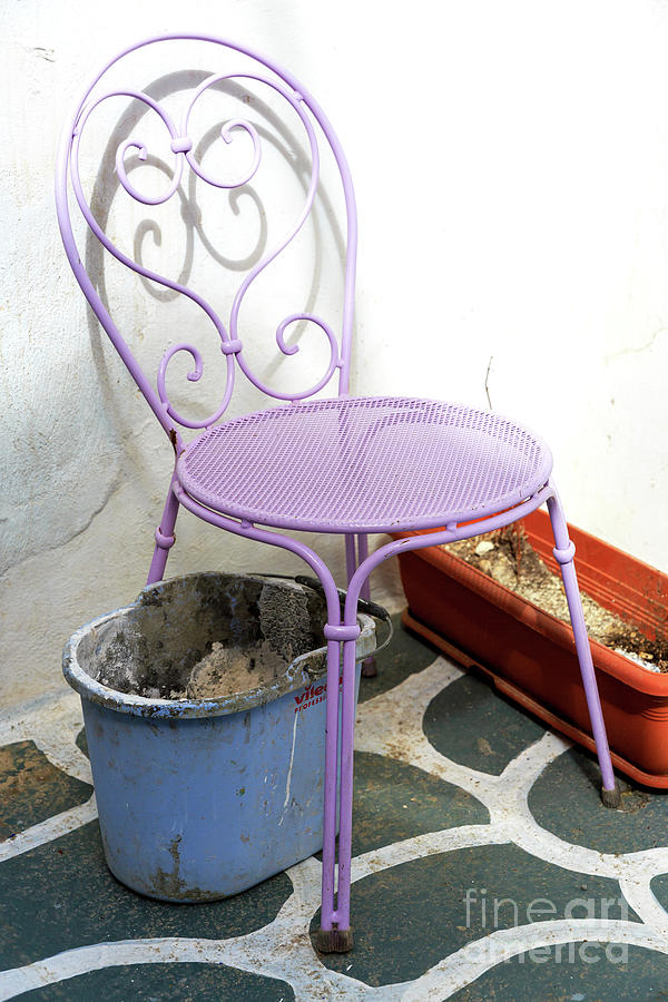 Lavender Chair in Mykonos Greece Photograph by John Rizzuto