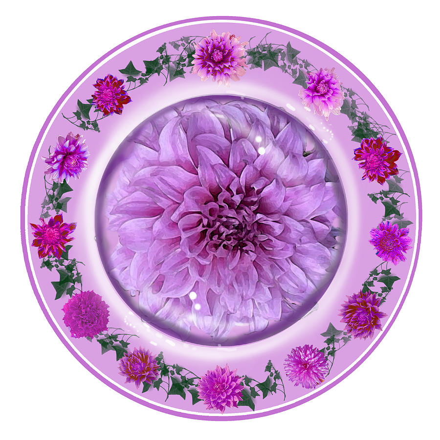 Lavender Dahlia Plate Digital Art by Julie Rodriguez Jones