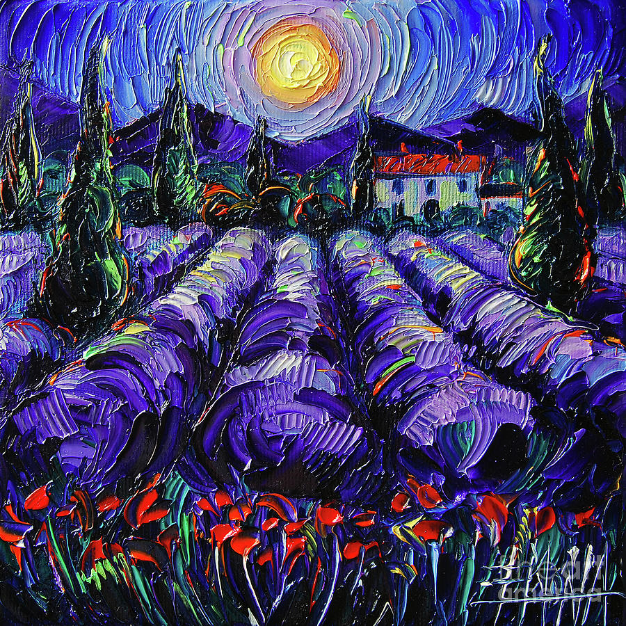 LAVENDER DREAMS textured impressionism palette knife oil painting Painting by Mona Edulesco