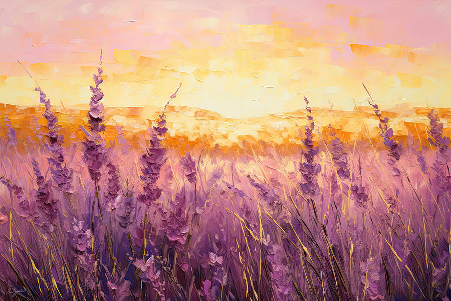 Lavender Dreamscape Painting by Lourry Legarde