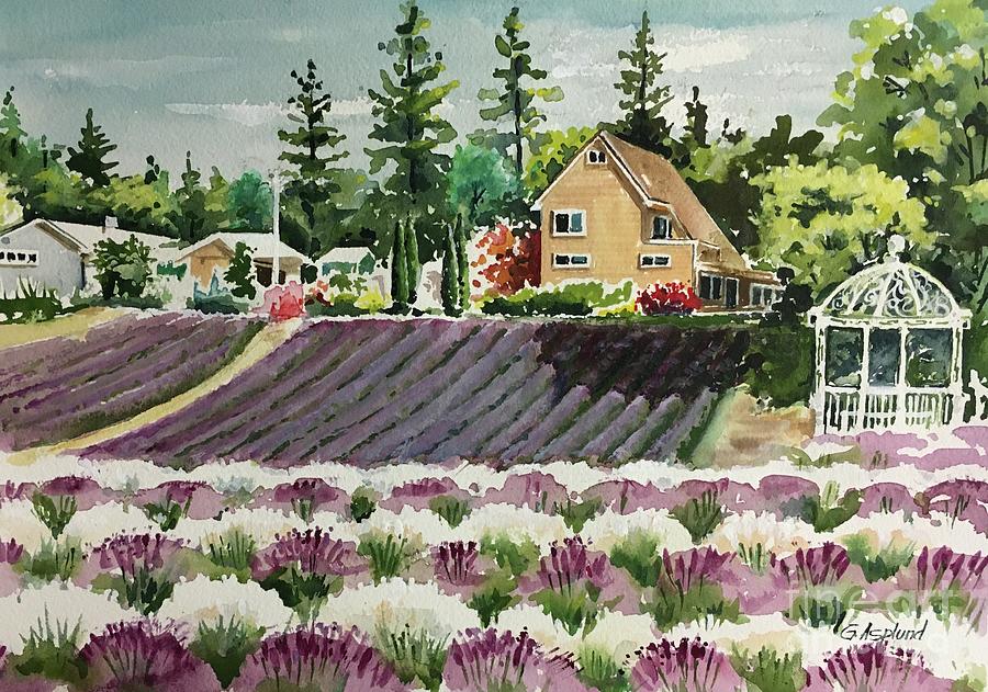 Lavender Farm Painting by Gertrudes Asplund