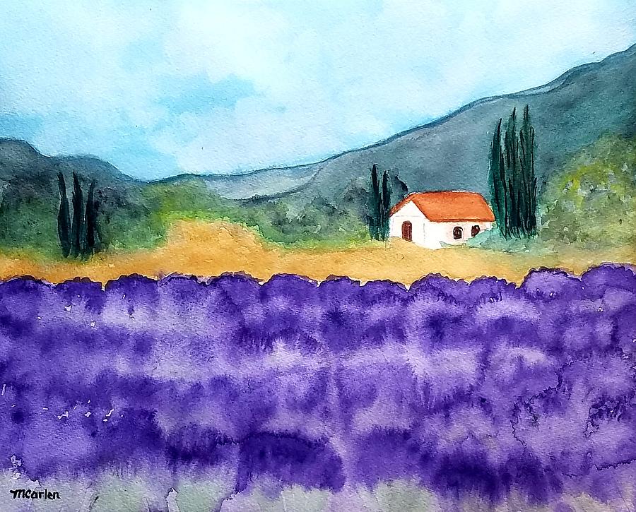 Lavender Farm Provence Painting by M Carlen