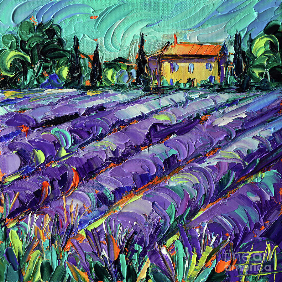 LAVENDER FIELD IN PROVENCE oil painting Mona Edulesco Painting by Mona Edulesco