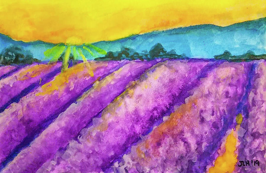 Lavender Field Painting by Jean Haynes