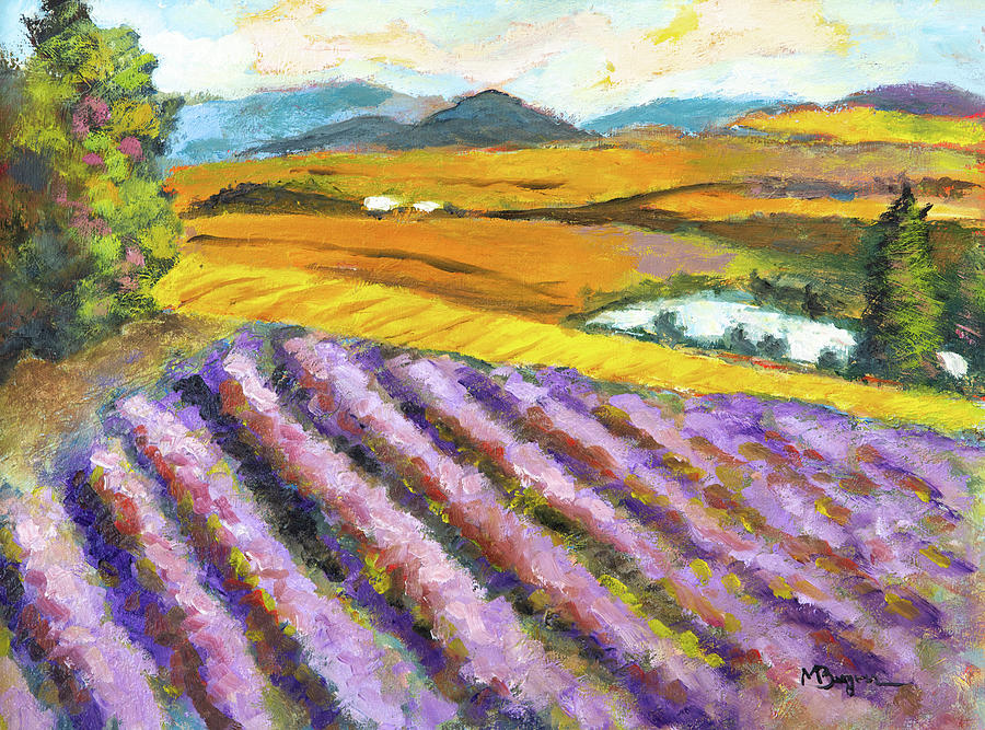 Lavender Field Painting by Mike Bergen