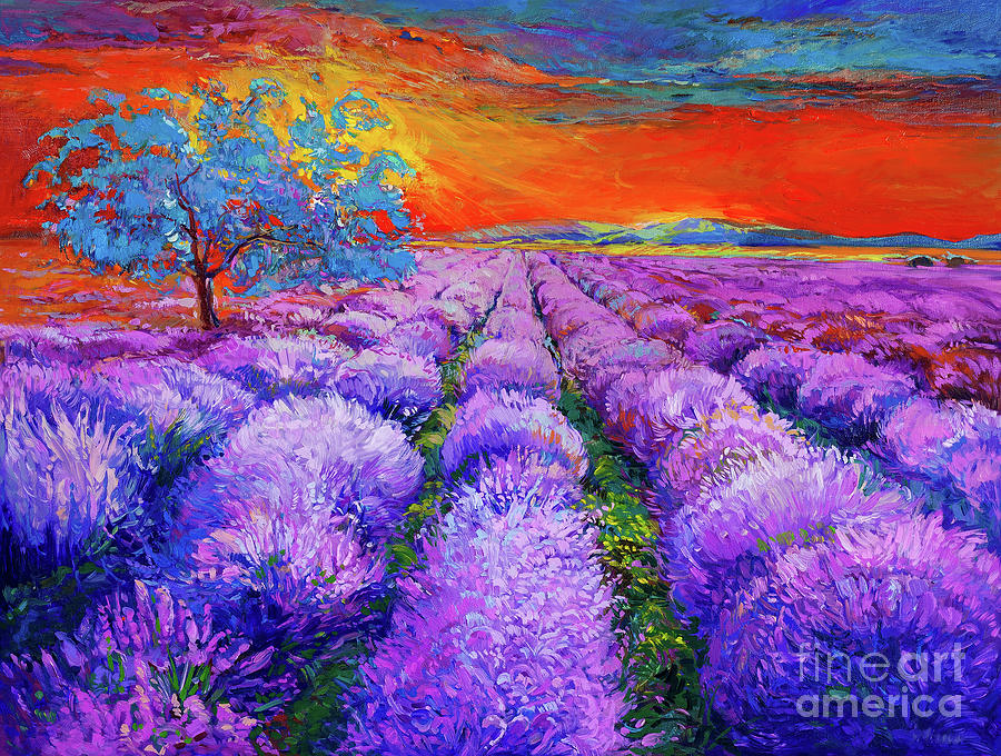 Lavender fields at sunset - Acrylic painting no.3 Painting by Daniel ...