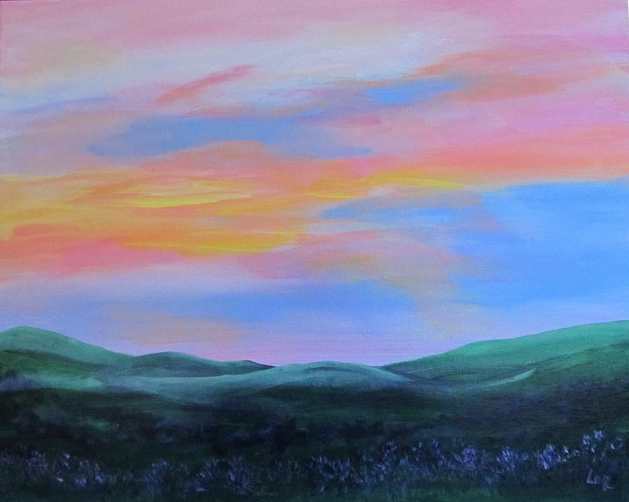 Lavender Fields At Sunset Painting by Lorraine Centrella