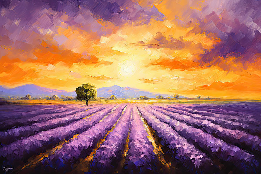 Lavender Painting - Lavender Fields Forever by Lourry Legarde