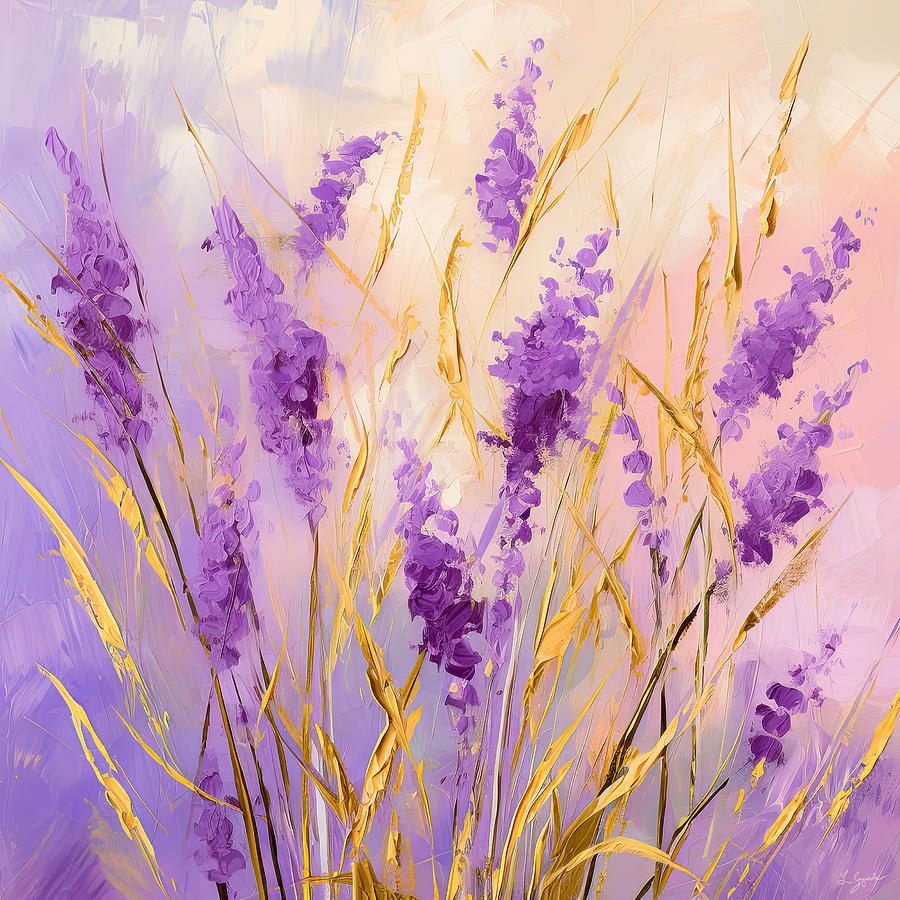 Lavender Fields Glow Painting by Lourry Legarde