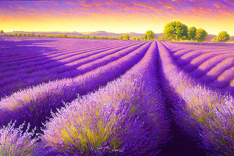 Lavender Fields, Panorama, 04 Painting