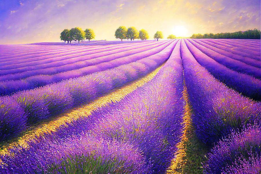 Lavender fields, Panorama, 05 Painting by AM FineArtPrints