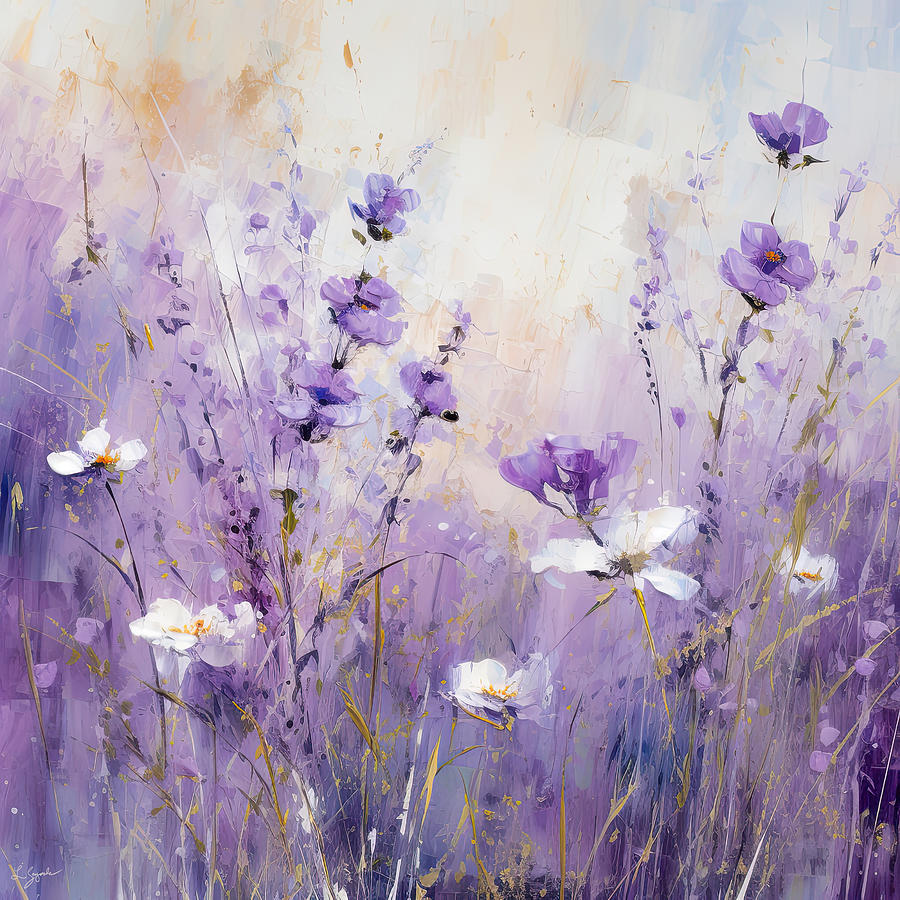 Lavender Haze - Lavender Art Painting by Lourry Legarde