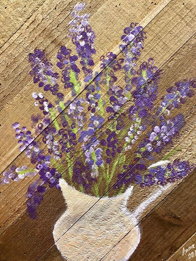 Lavender in a Vase Painting by Agnieszka Gerwel