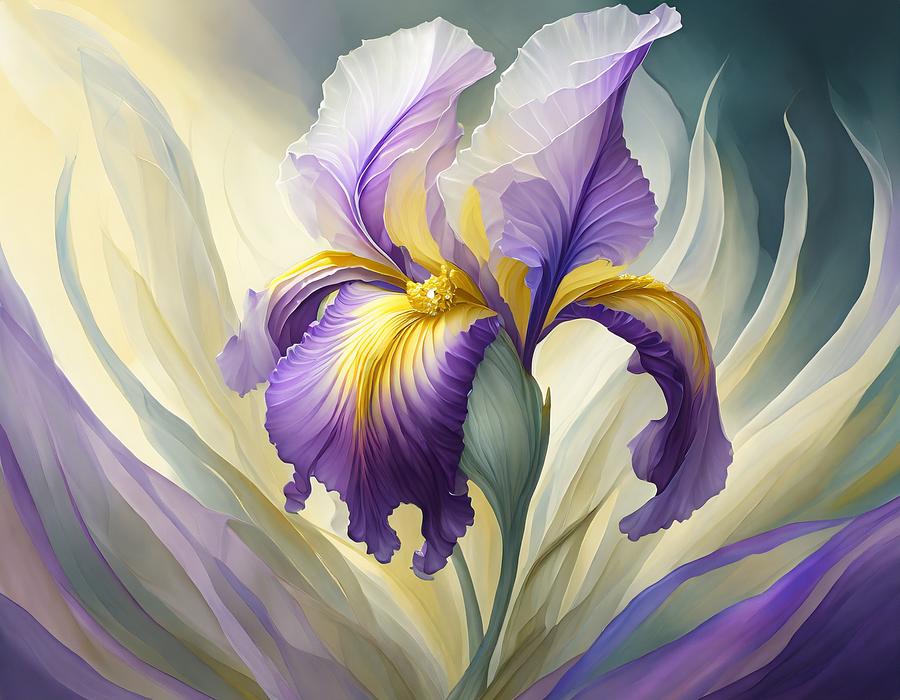 Lavender Iris Abstract Mixed Media by Susan Rydberg