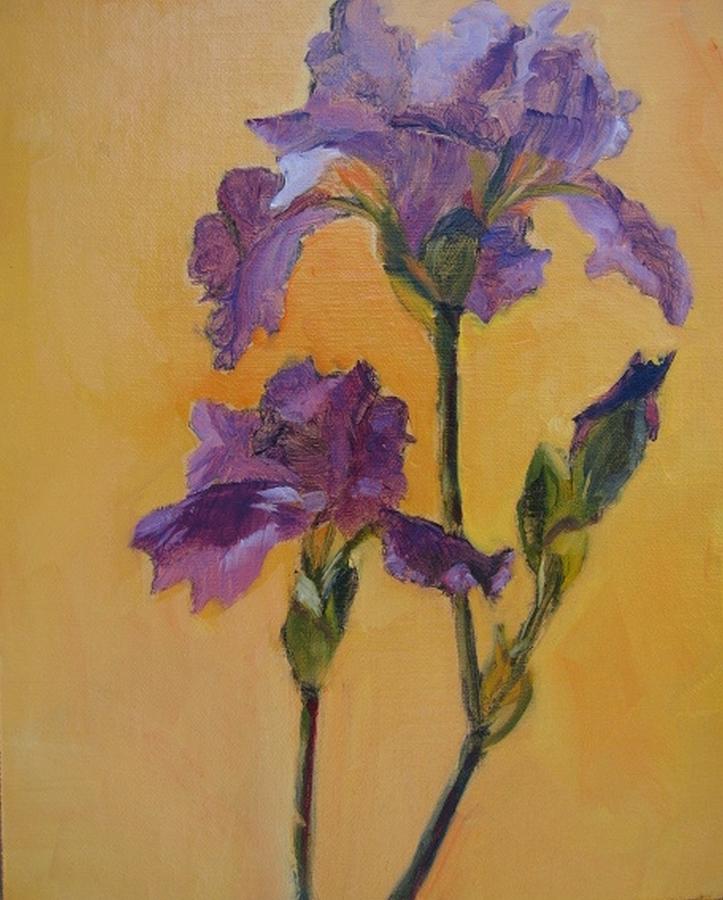 Lavender Iris Painting by Vicki Brevell